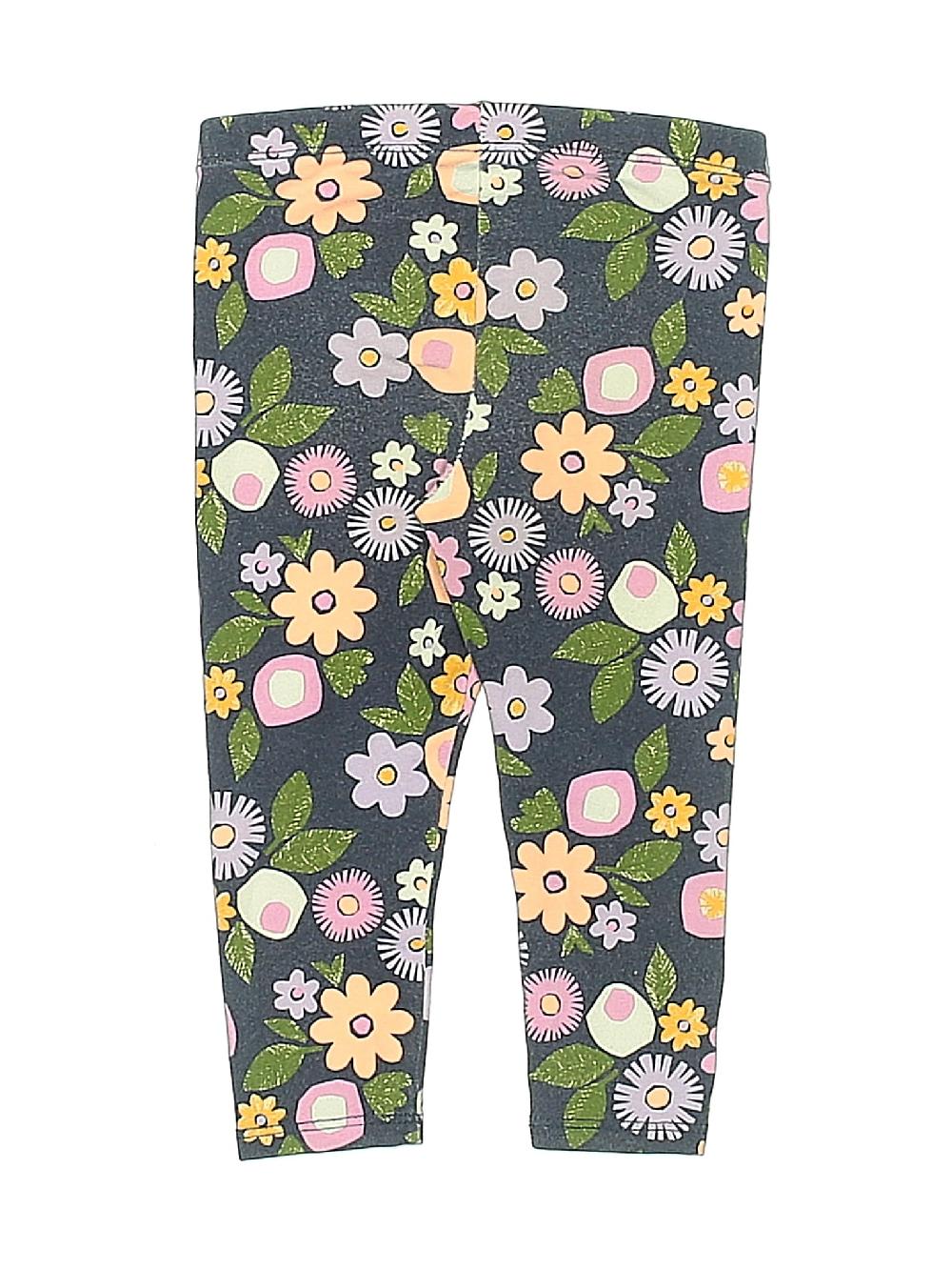 Cat & Jack Floral Gray Leggings 12-18 MO / 18 MO - 0% Off