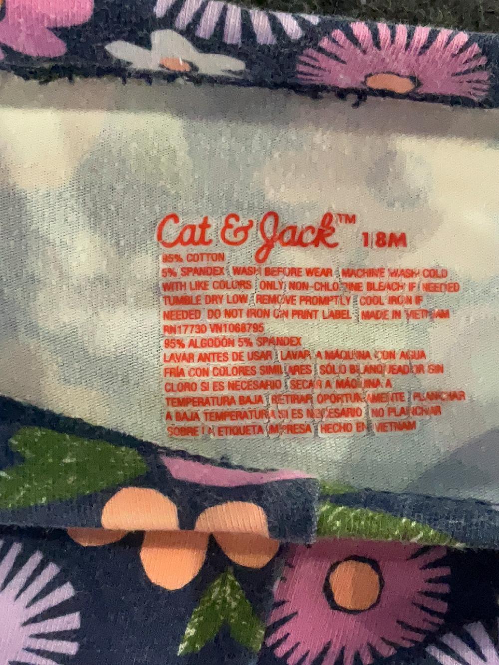 Cat & Jack Floral Gray Leggings 12-18 MO / 18 MO - 0% Off