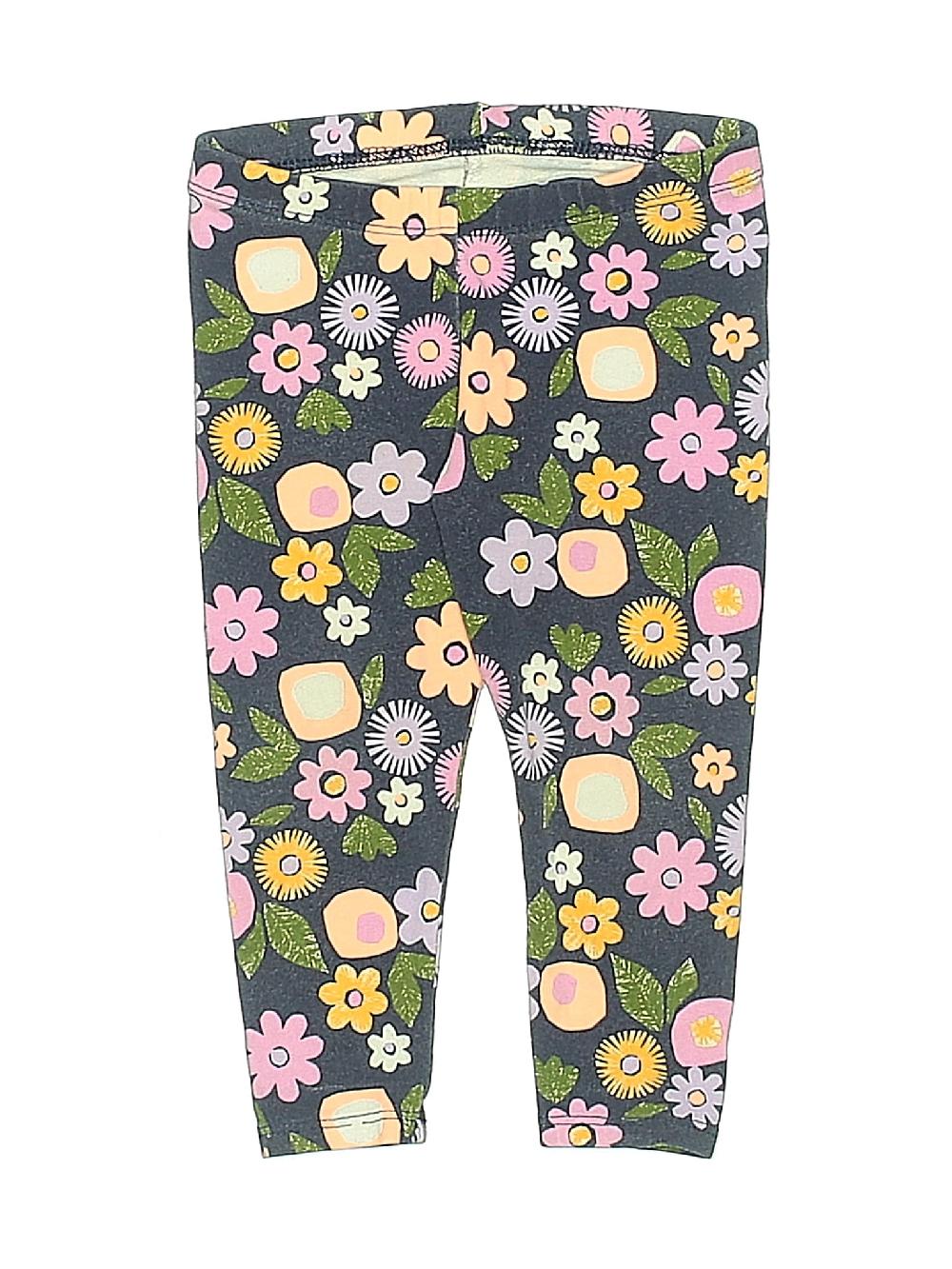 Cat & Jack Floral Gray Leggings 12-18 MO / 18 MO - 0% off