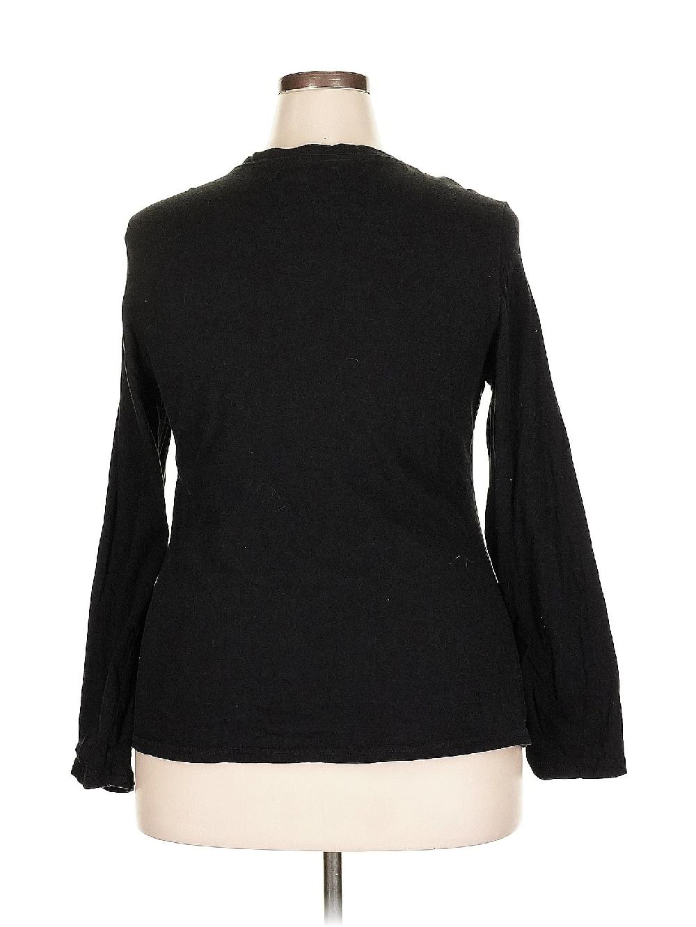 Faded Glory 100% Cotton Black 3/4 Sleeve T-Shirt Size 20 - 38% Off