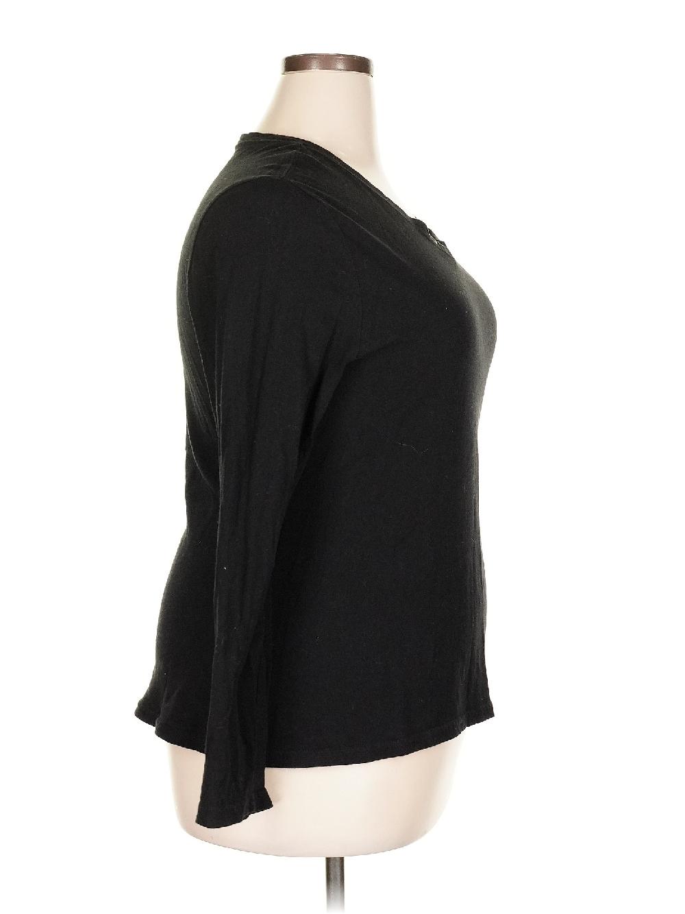 Faded Glory 100% Cotton Black 3/4 Sleeve T-Shirt Size 20 - 38% Off