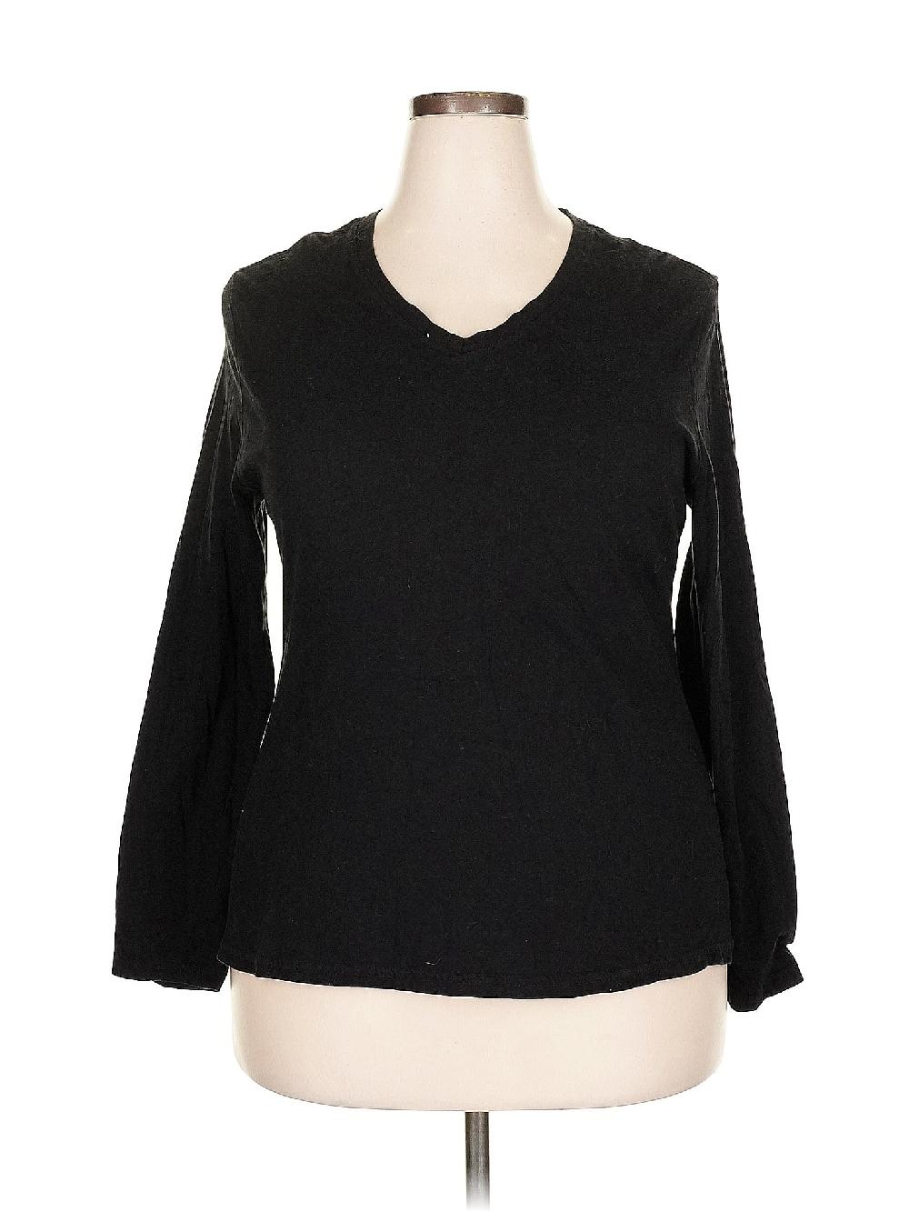 Faded Glory 100% Cotton Black 3/4 Sleeve T-Shirt Size 20 - 38% off