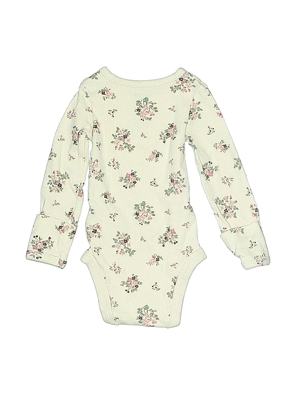 Little Planet Floral Ivory Long Sleeve Onesie Size Newborn - 45% Off