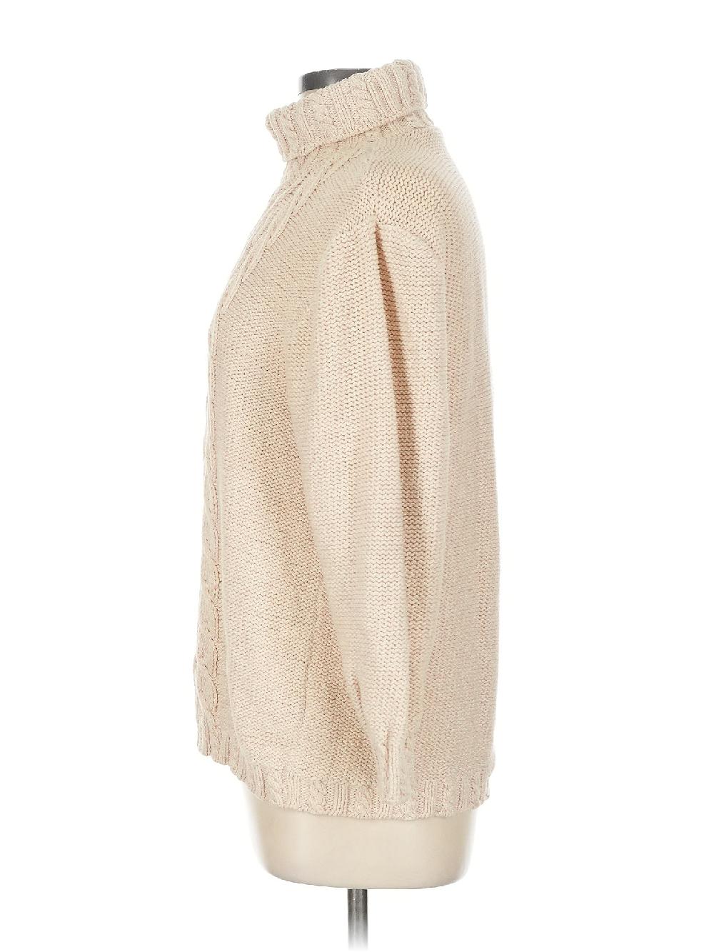 Lizsport 100% Cotton Tan Ivory Turtleneck Sweater Size L (petite) - 40% Off