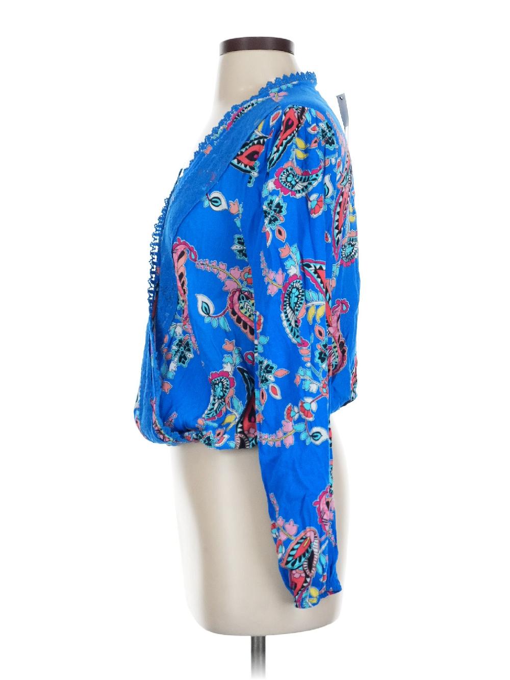 Mi Ami 100% Rayon Blue Long Sleeve Blouse Size S - 42% Off