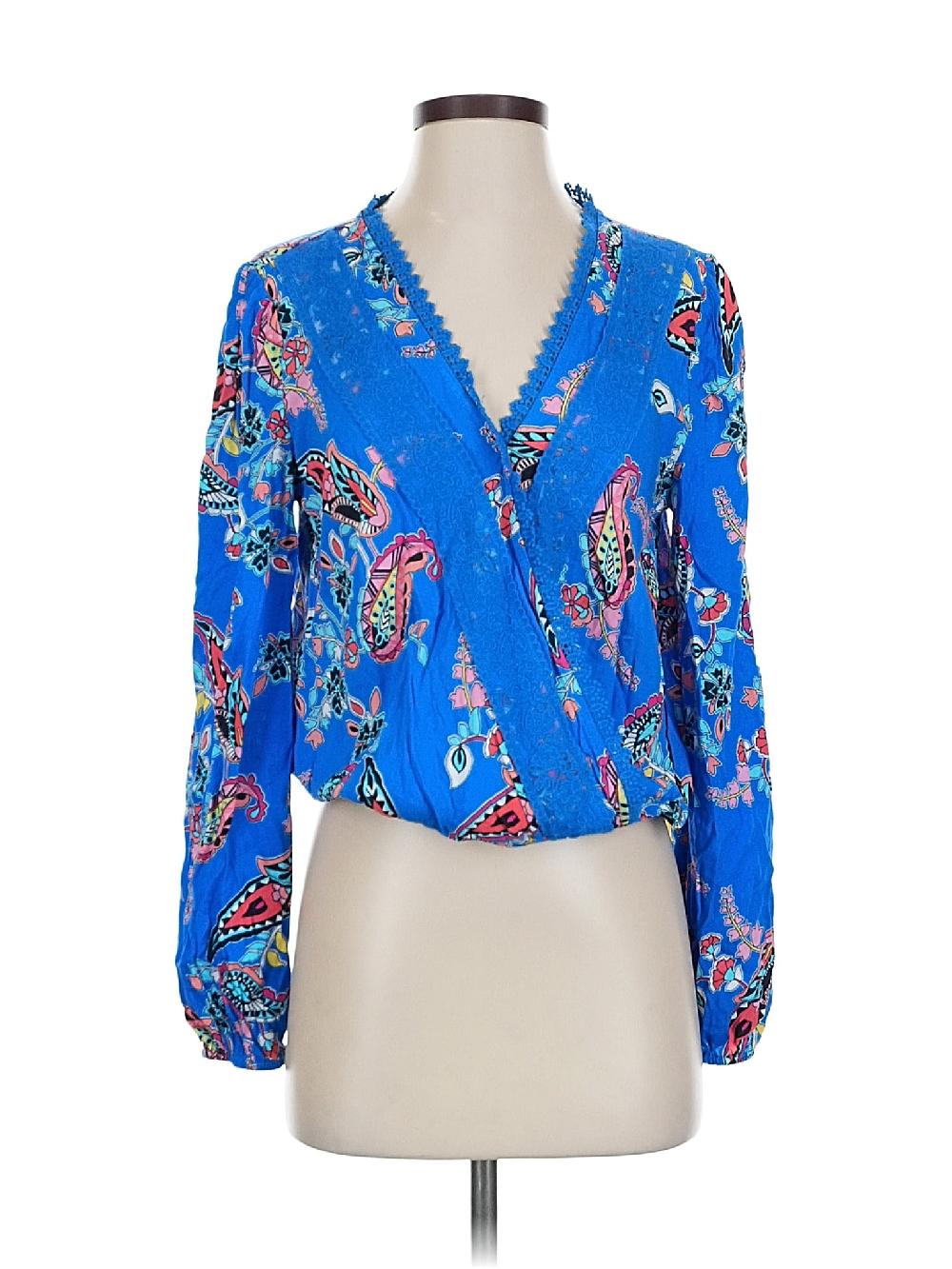 Mi ami 100% Rayon Blue Long Sleeve Blouse Size S - 42% off