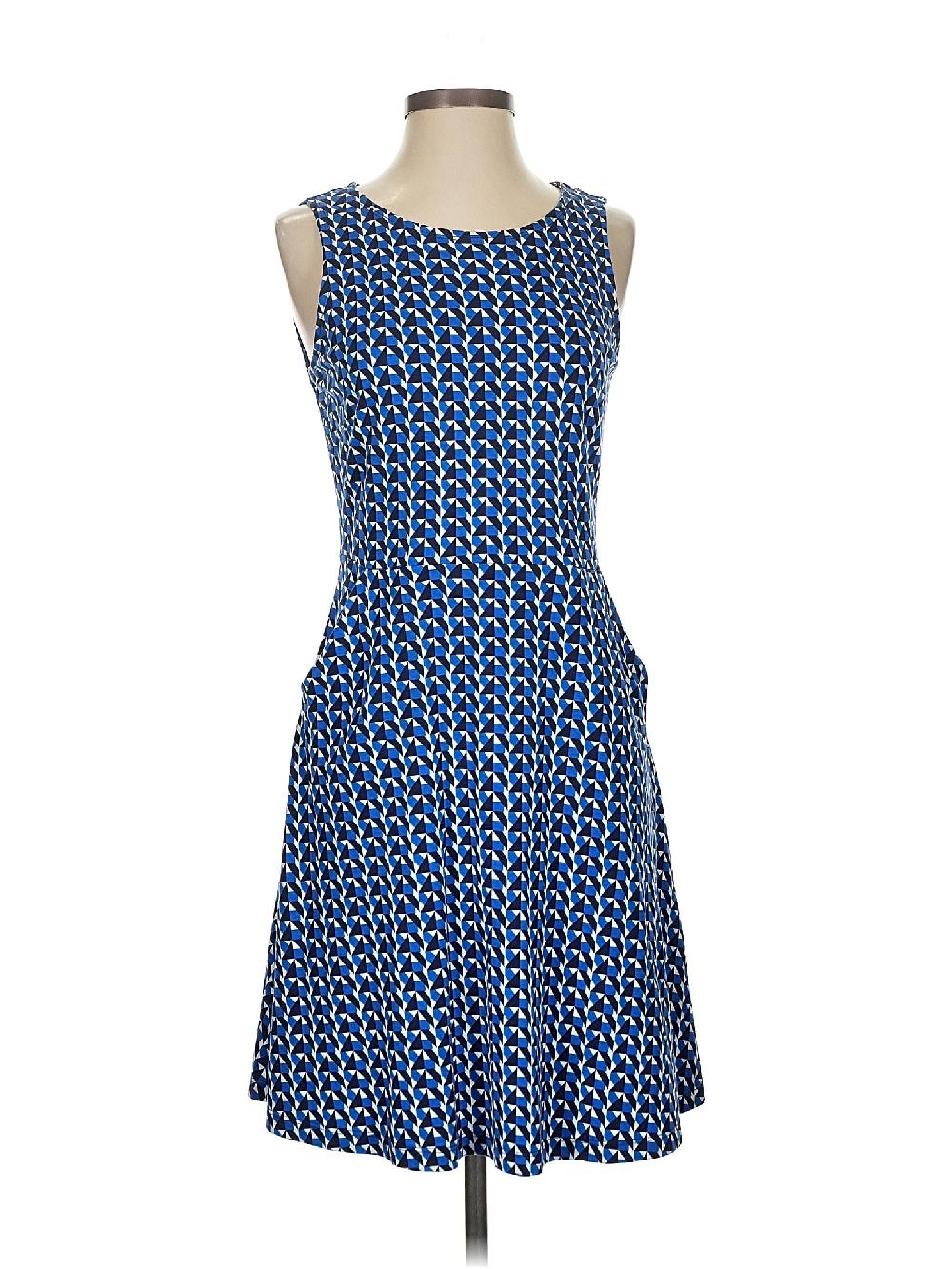 New York & Company 100% Cotton Print Blue Casual Dress Size S - 72% off