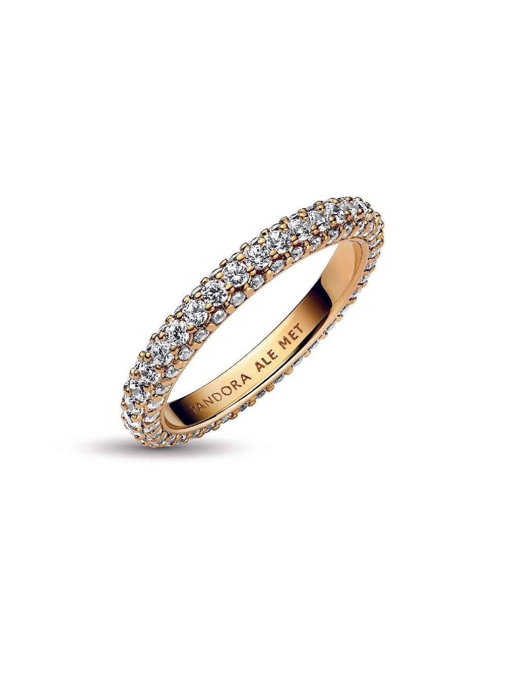 Pandora Gold Toned Women's Timeless Pave Single Row Ring One size - 28% off