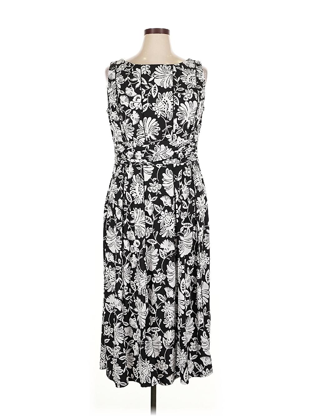 Perceptions Floral Black Casual Dress Size XL - 47% off