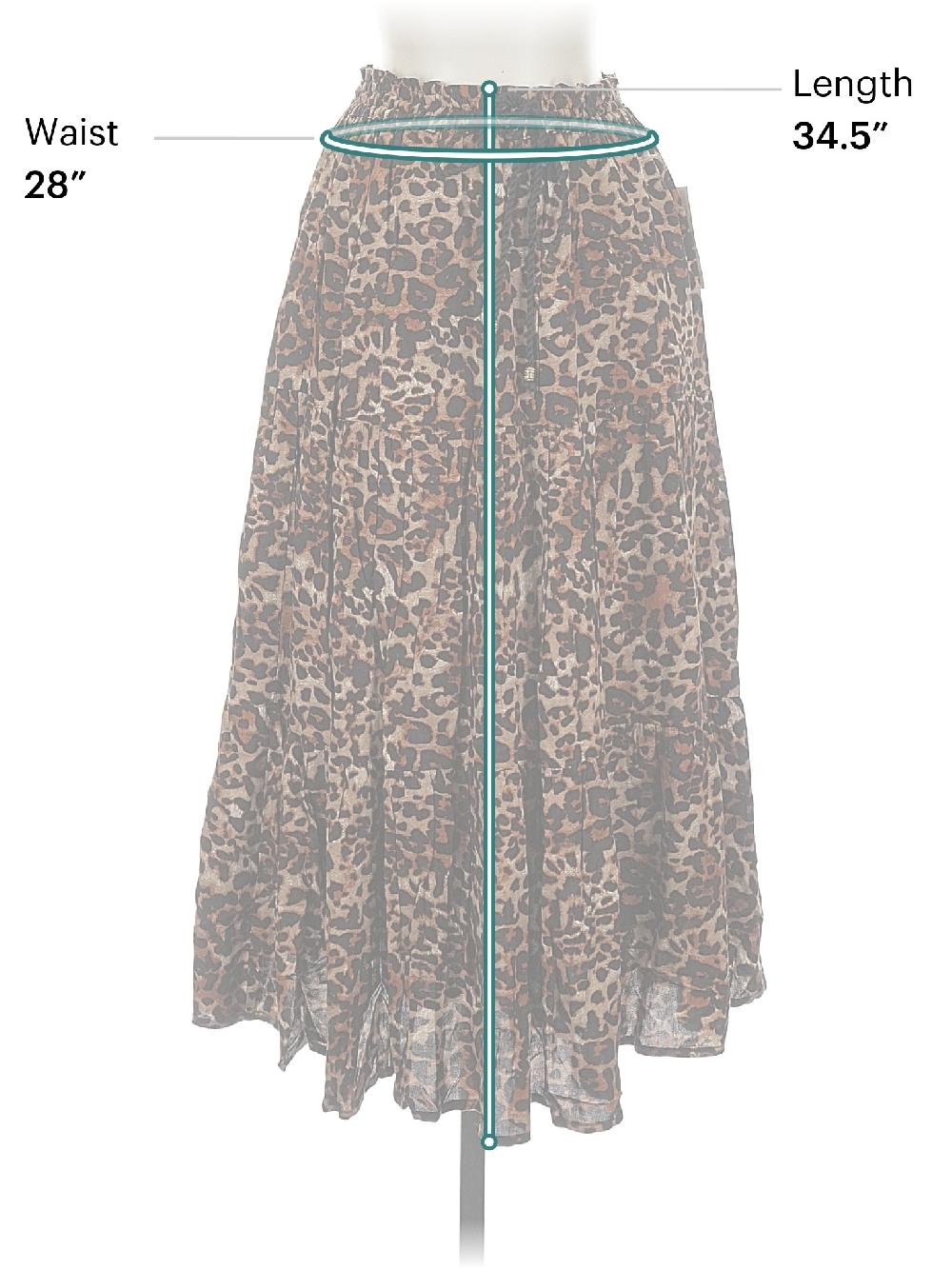 Style&Co 100% Rayon Animal Print Brown Casual Skirt Size P (petite) - 55% Off