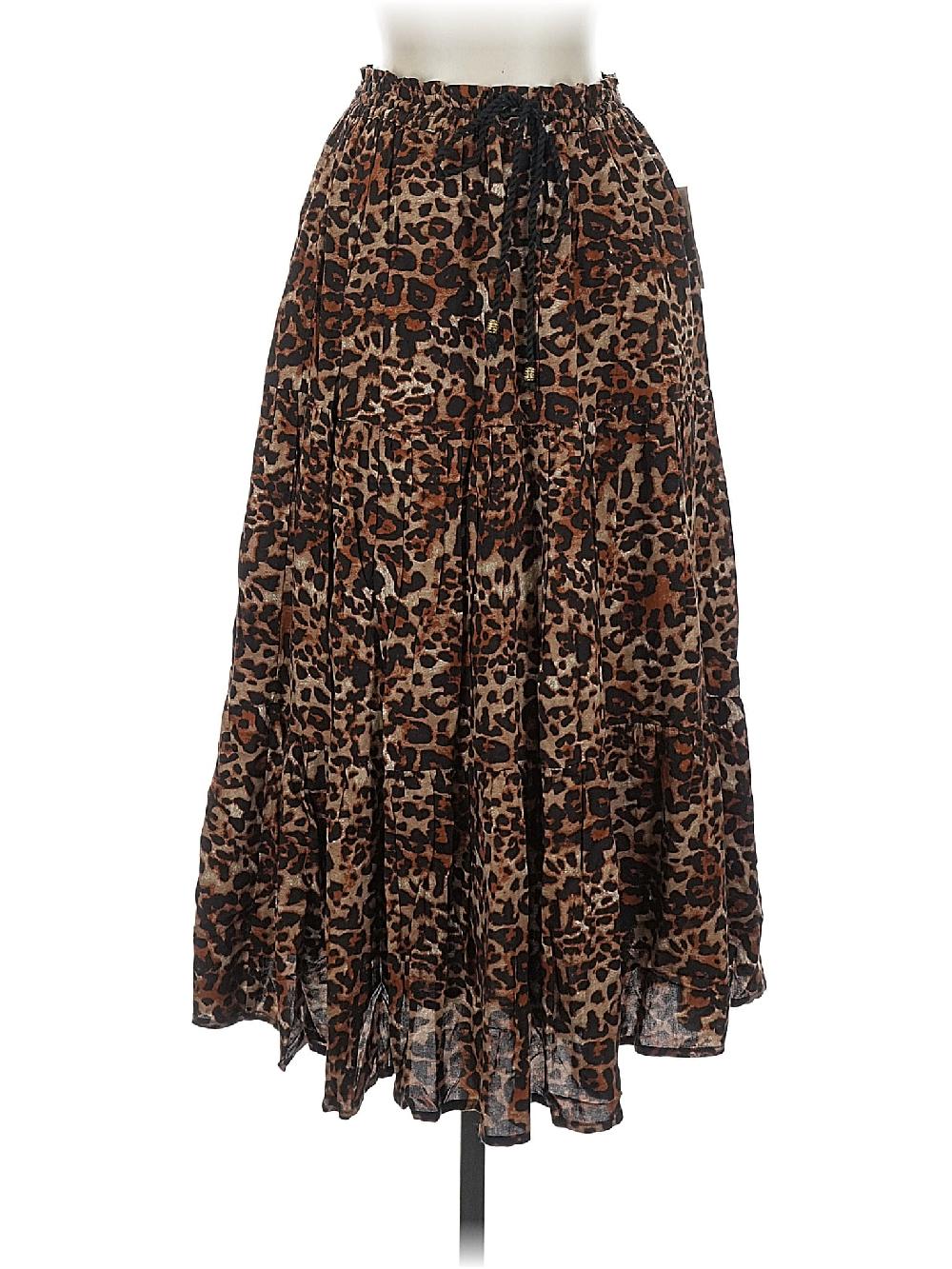 Style&Co 100% Rayon Animal Print Brown Casual Skirt Size P (petite) - 55% off