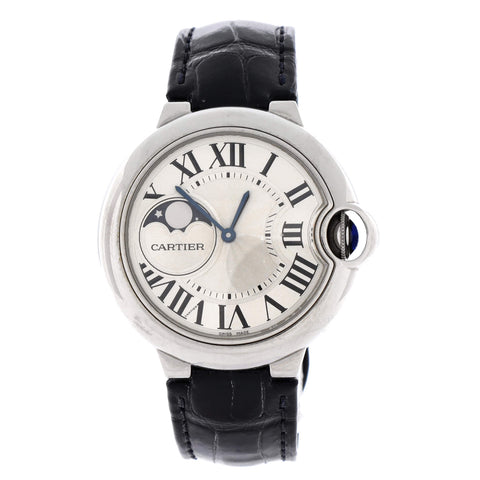 Cartier Ballon Bleu de Cartier Moonphase Automatic Watch Stainless Steel and Alligator 37 - Excellent | Item # 374201/1 / Neutral Cartier Ballon Bleu de Cartier Moonphase Automatic Watch Stainless Steel and Alligator 37 - Excellent | Item # 374201/1 / Neutral
