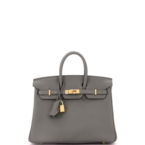 Hermes Birkin Handbag Grey Togo with Gold Hardware 25 - Great | Item # 353275/1 / gray