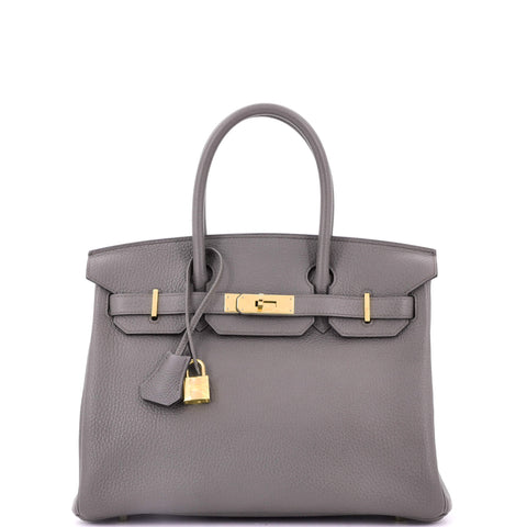 Hermes Birkin Handbag Grey Togo with Gold Hardware 30 - Very Good | Item # 352950/94 / gray