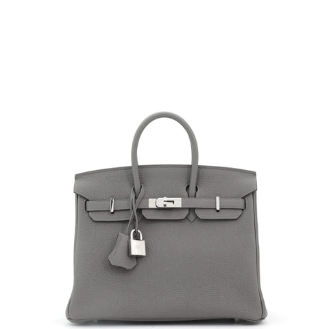 Hermes Birkin Handbag Grey Togo with Palladium Hardware 25 - Excellent | Item # 336604/13 / gray