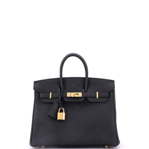 Hermes Birkin Handbag Noir Togo with Gold Hardware 25 - Great | Item # 353260/143 / black