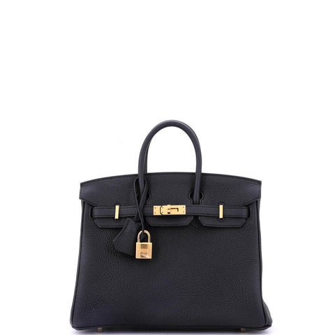 Hermes Birkin Handbag Noir Togo with Gold Hardware 25 - Great | Item # 348955/217 / black