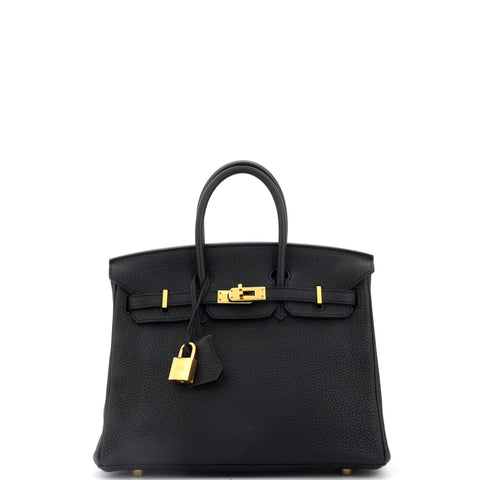Hermes Birkin Handbag Noir Togo with Gold Hardware 25 - Very Good | Item # 336604/252 / black