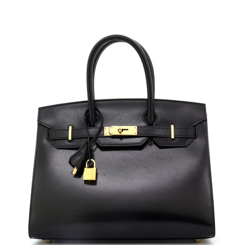 Hermes Birkin Sellier Bag Noir Box Calf with Gold Hardware 30 - Very Good | Item # 336604/43 / black
