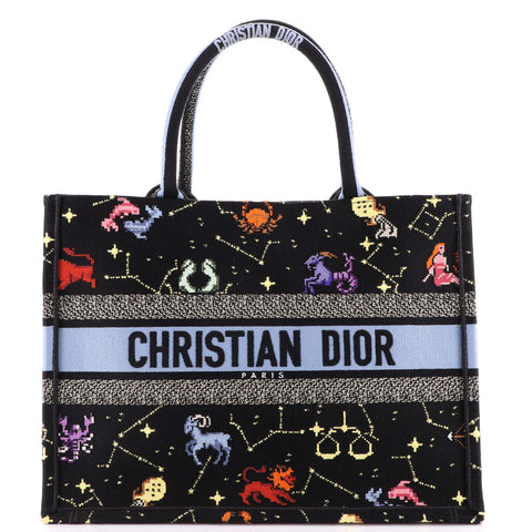 Christian Dior Book Tote Embroidered Canvas Medium - Book Tote Embroidered Canvas Medium / blue