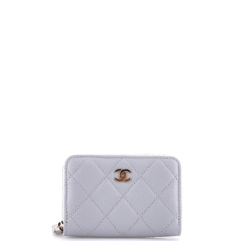 Chanel CC Zip Coin Purse Quilted Caviar Small - Excellent | Item # 370394/3 / gray