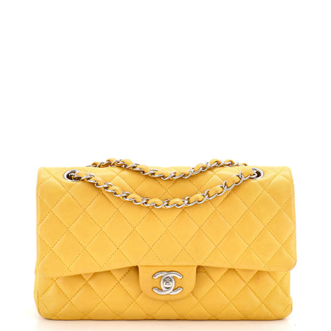 Chanel Classic Double Flap Bag Quilted Lambskin Medium - Good | Item # 359473/18 / yellow