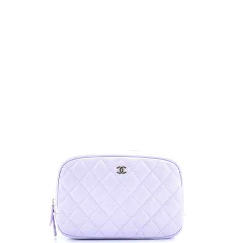 Chanel Curvy Cosmetic Pouch Quilted Caviar Medium - Great | Item # 356891/1 / purple