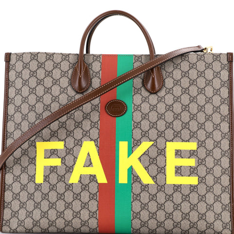 Gucci Fake/Not Convertible Open Tote Printed GG Coated Canvas Large - Very Good | Item # 380744/1 / brown