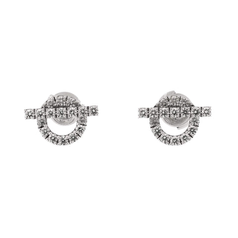 Hermes Finesse Stud Earrings 18K White Gold and Diamonds - Great | Item # 325605/37 / White Gold