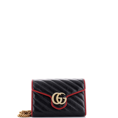 Gucci GG Marmont Chain Wallet Diagonal Quilted Leather Mini - Great | Item # 299154/4 / black