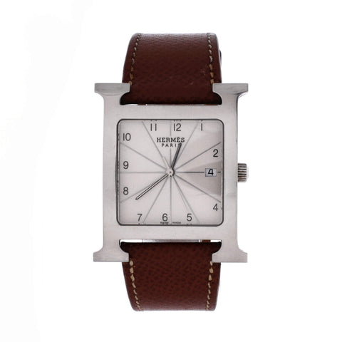 Hermes Heure H Quartz Watch Stainless Steel and Leather 30 - Very Good | Item # 376663/4 / White