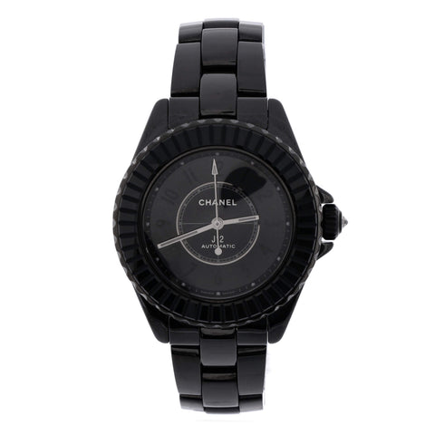 Chanel J12 Noir Limited Edition Automatic Watch Ceramic and Stainless Steel with Baguette Sapphire Bezel 33 - Excellent | Item # 371181/1 / Black