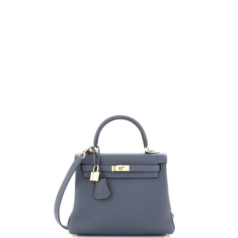 Hermes Kelly Handbag Grey Togo with Permabrass Hardware 25 - Great | Item # 327236/218 / gray