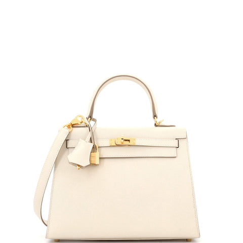 Hermes Kelly Handbag Light Epsom with Gold Hardware 25 - Great | Item # 355337/1 / neutral