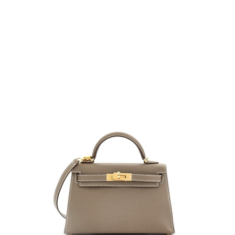 Hermes Kelly Mini II Bag Grey Epsom with Gold Hardware 20 - Excellent | Item # 355344/29 / gray