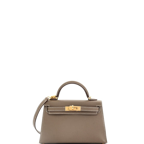 Hermes Kelly Mini II Bag Grey Madame with Gold Hardware 20 - Great | Item # 352945/1 / gray