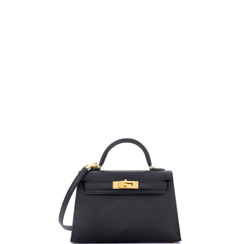 Hermes Kelly Mini II Bag Noir Epsom with Gold Hardware 20 - Very Good | Item # 352552/1 / black