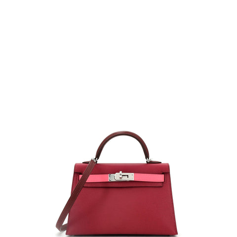 Hermes Kelly Mini II Bag Tricolor Epsom with Palladium Hardware 20 - Great | Item # 341669/3 / pink