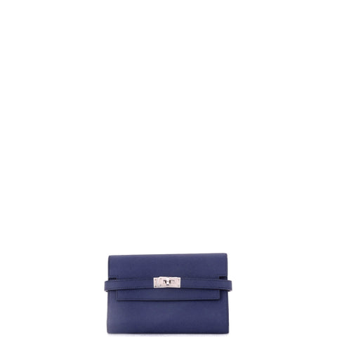 Hermes Kelly Trifold Wallet Verso Epsom Medium - Good | Item # 363139/31 / blue