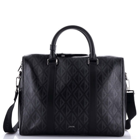 Christian Dior Lingot Briefcase CD Diamond Coated Canvas and Leather - Great | Item # 293464/49 / black