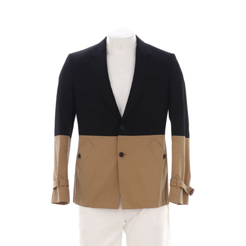 Alexander McQueen Men's Colorblock Button Up Blazer Cotton and Wool Blend - Very Good | Item # 323892/2 / black