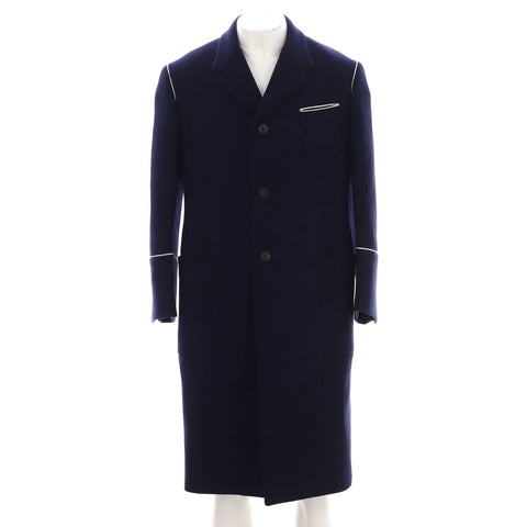 Salvatore Ferragamo Men's Hooded Three Pocket Coat Wool - Very Good | Item # 368549/2 / blue