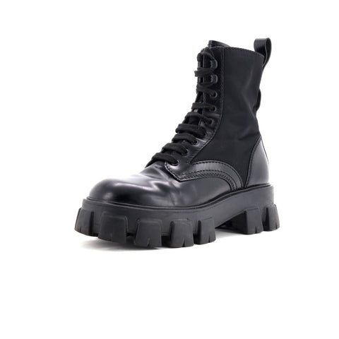 Prada Monolith Combat Boots Leather and Nylon - Very Good | Item # 256713/1 / black