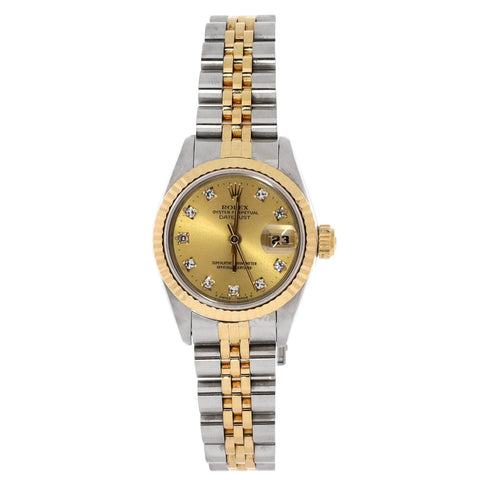 Rolex Oyster Perpetual Datejust Automatic Watch Stainless Steel and Yellow Gold with Diamond Markers 26 - Good | Item # 350009/71 / Yellow Gold