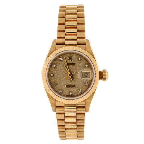 Rolex Oyster Perpetual President Datejust Automatic Watch Yellow Gold with Diamond Markers 26 - Good | Item # 338865/4 / Yellow Gold