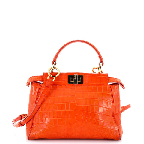 Fendi Peekaboo Bag Crocodile Mini - Good | Item # 299929/1 / orange