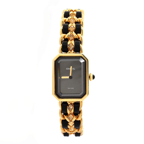 Chanel Premiere Rock Quartz Watch Plated Metal and Leather 20 - Great | Item # 374134/1 / Black