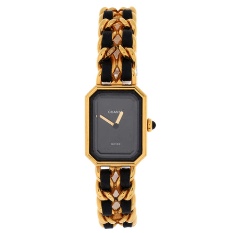 Chanel Premiere Rock Quartz Watch Plated Metal and Leather 20 - Great | Item # 368942/1 / Black