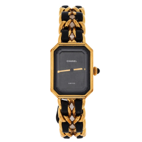 Chanel Premiere Rock Quartz Watch Plated Metal and Leather 20 - Very Good | Item # 371043/1 / Black Chanel Premiere Rock Quartz Watch Plated Metal and Leather 20 - Very Good | Item # 371043/1 / Black