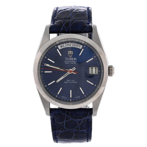 Tudor Prince Day-Date Automatic Watch Stainless Steel and Alligator 36 - Very Good | Item # 367040/1 / Blue